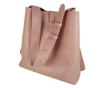 Сумка-шопер "Барбара" натуральна шкіра, рожева тиснення рептилія