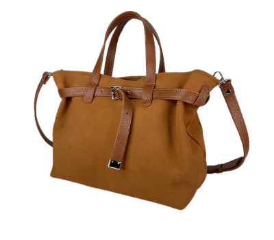 Сумка жіноча "Хлоя" натуральна шкіра, руда флотар/замша