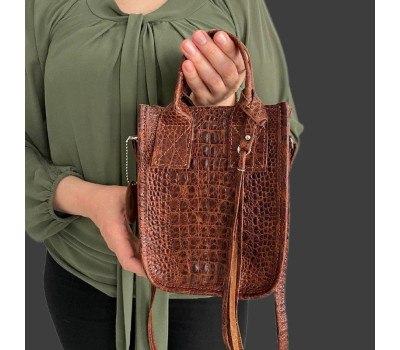 Сумка жіноча "Амелі"" натуральна шкіра, рижа під крокодила