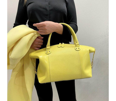 Сумка жіноча "Верона" натуральна шкіра,жовта з тиснення перли