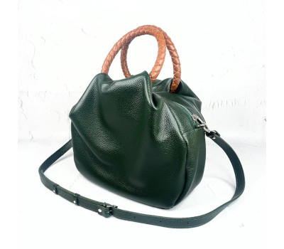 Сумка жіноча "Юта" натуральна шкіра, зелена флотар