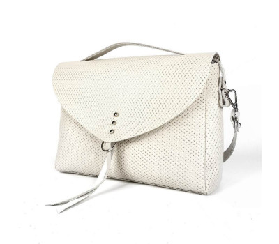 Сумка жіноча "Дороті" натуральна шкіра, слонова кістка  плетінка