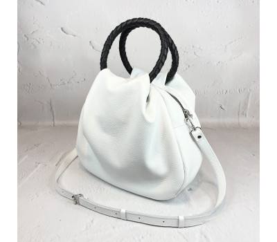 Сумка жіноча "Юта" натуральна шкіра, біла флотар