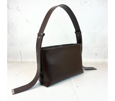 Сумка жіноча "Демі" натуральна шкіра,коричнева(шоколад) матова
