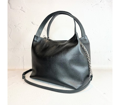 Сумка жіноча "Жаклін-плюс" натуральна шкіра, сірий металік флотар