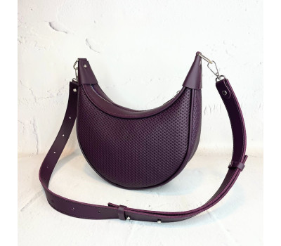 Сумка жіноча "Селена" натуральна шкіра , фіолетова (баклажан) з тисненням під рептилію