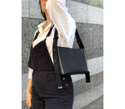 Сумка жіноча "Демі" натуральна шкіра,чорна матова