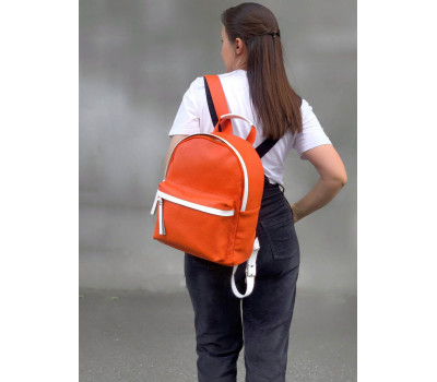 Рюкзак чоловічий "Баггі" натуральна шкіра, колір помаранчовий