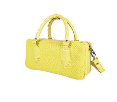 Сумка жіноча "Бріджит" натуральна шкіра, колір жовтий , тиснення плетінка