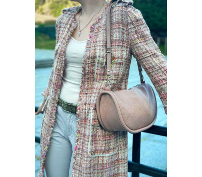 Сумка жіноча "Орео" натуральна шкіра, рожевий (пудра) флотарь