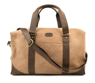 Дорожня спортивна сумка TARWA RCc-0320-4lx з кавового канвасу та шкіри крейзі хорс