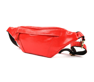 Шкіряна сумка бананка червона шкіра під змію TARWA GR-455-3md