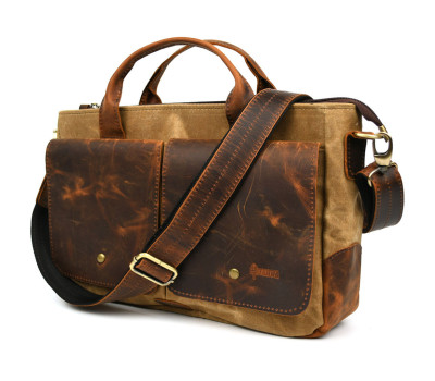 Чоловіча сумка з вощеного канвасу та кінської шкіри TARWA RYW-3990-3md