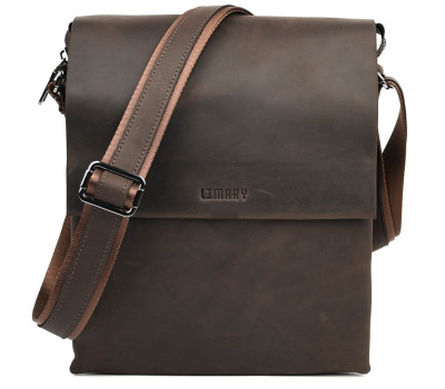 Чоловіча сумка через плече на три відділення велика Limary Lim-373RC крейзі хорс