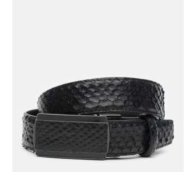 Ремінь чоловічий з шкіри пітона Sergio Torri 7-003 125 см Чорний