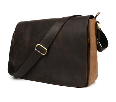 Сумка чоловіча через плече зі шкіри та канвасу TARWA RCC-1047-3md
