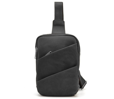 Рюкзак слінг на одну шлейку RA-0604-3md TARWA чорний крейзі хорс