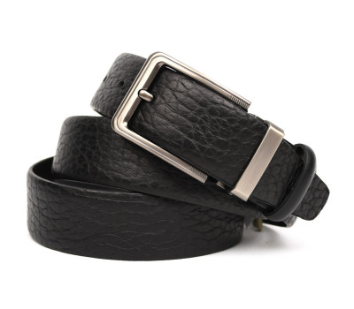Ремінь зі шкіри буйвола гладкий ST2028B чорний 35мм