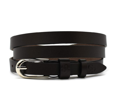 Шкіряний ремінь жіночий тонкий Grande Pelle 11320400 в коричневому кольорі.