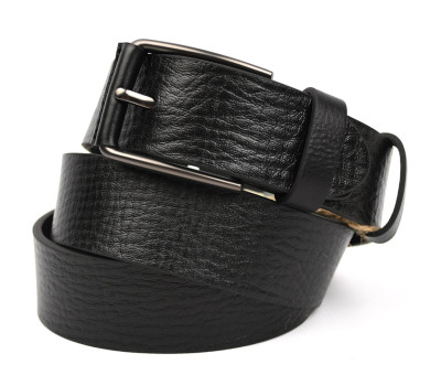Ремінь із шкіри буйволу фактурний ST2026B чорний 40мм