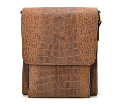 Шкіряна сумка через плече RepC-3027-4lx бренду TARWA коричневий колір рептилія