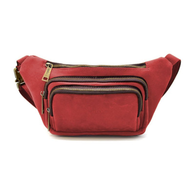 Шкіряна бананка напоясна із кінської шкіри червона RR-8179-3md TARWA