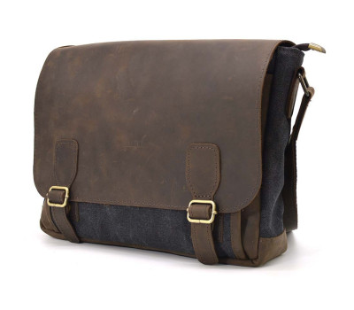 Чоловіча шкіряна сумка через плече з канвасу та шкіри TARWA, RCG-6045-3md