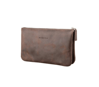 Барсетка чоловіча клатч, матова шкіра, шоколад Grande Pelle 705120