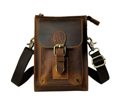 Чоловіча невелика сумка з міцної кінської шкіри