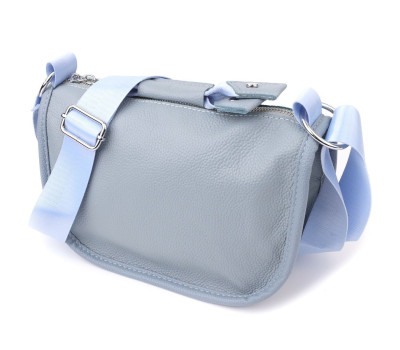 Напівкругла сумка для жінок з натуральної шкіри Vintage 22908 Сіро-блакитний