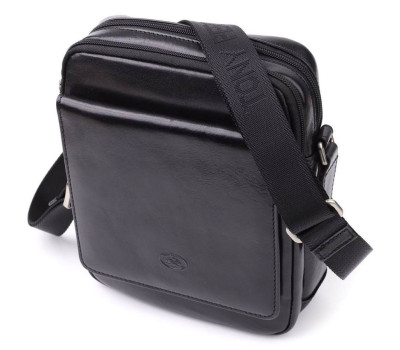 Відмінна чоловіча сумка з кишенями з гладкої натуральної шкіри Tony Perotti 20857_1 (9148-17 nero) Чорний