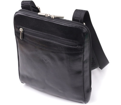 Чоловіча сумка через плече з гладкої натуральної шкіри Tony Perotti 20855_1 (9137-20 nero) Чорний