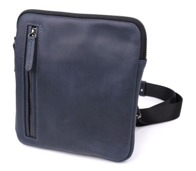Сумка невеликого розміру для чоловіків на плече з натуральної шкіри Shvigel 23148 ​​Синій