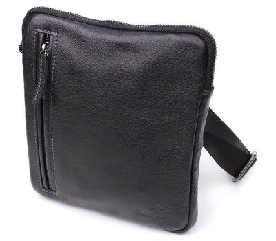 Сумка на плече для чоловіків із міцної зернистої шкіри Shvigel 23152 Чорний