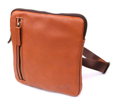 Чоловіча шкіряна сумка через плече із міцної зернистої шкіри Shvigel 23151 Рудий