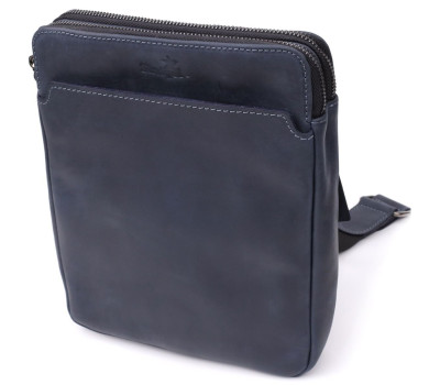 Практична чоловіча сумка через плече із вінтажної натуральної шкіри Shvigel 20867_1 Синій