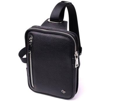 Прямокутна сумка бананка з якісної натуральної шкіри GRANDE PELLE 22877 Чорний