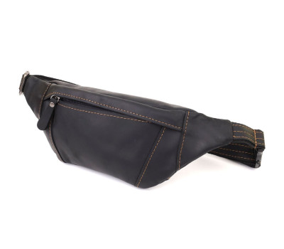 Стильна сумка-бананка для чоловіків із натуральної вінтажної шкіри Shvigel 23120 Чорний