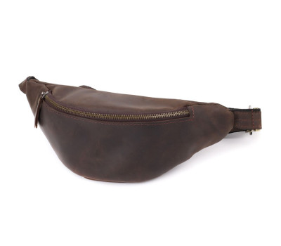 Добротна сумка бананка для чоловіків з натуральної шкіри вінтажної Shvigel 23139 Коричневий