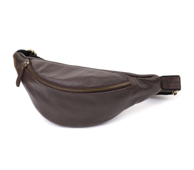 Стильна сумка бананка із зернистої натуральної шкіри Shvigel 23146 Коричневий