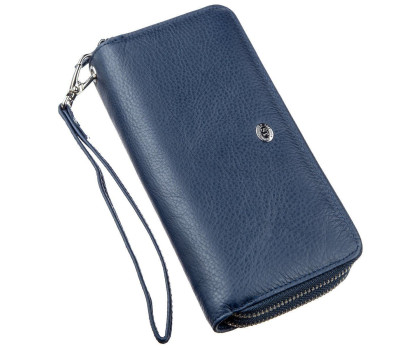 Цікавий жіночий клатч з ремінцем ST Leather 18869 Синій