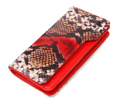 Лаковане портмоне клатч з натуральної шкіри з тисненням під змію CANPELLINI 21541 Різнокольорове