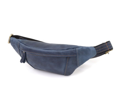 Красива сумка-бананка для чоловіків з натуральної vintage шкіри Shvigel 23123 Синій