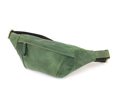 Модна сумка-бананка для чоловіків з натуральної vintage шкіри Shvigel 23124 Зелений