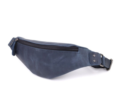 Чоловіча зручна бананка з натуральної вінтажної шкіри Shvigel 23132 Синій