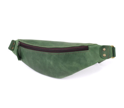 Містка бананка для чоловіків з натуральної вінтажної шкіри Shvigel 23133 Зелений