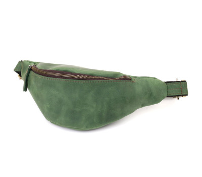 Стильна чоловіча бананка відмінної якості з натуральної шкіри вінтажної шкіри Shvigel 23142 Зелений