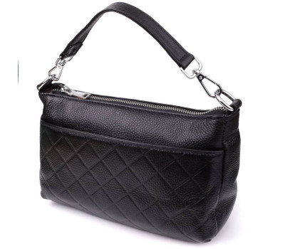 Жіноча сумка з двома ремінцями із натуральної шкіри Vintage 22926 Чорний