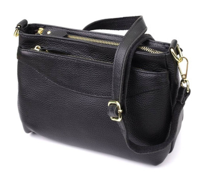 Класична жіноча сумка з жорстким дном із натуральної шкіри Vintage 22987 Чорний