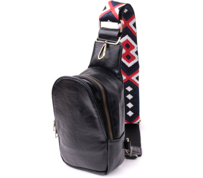 Жіночий слінг сумка через плече з екошкіри Vintage sale_15117 Чорний